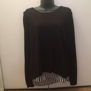 black sweater with open back with under layer